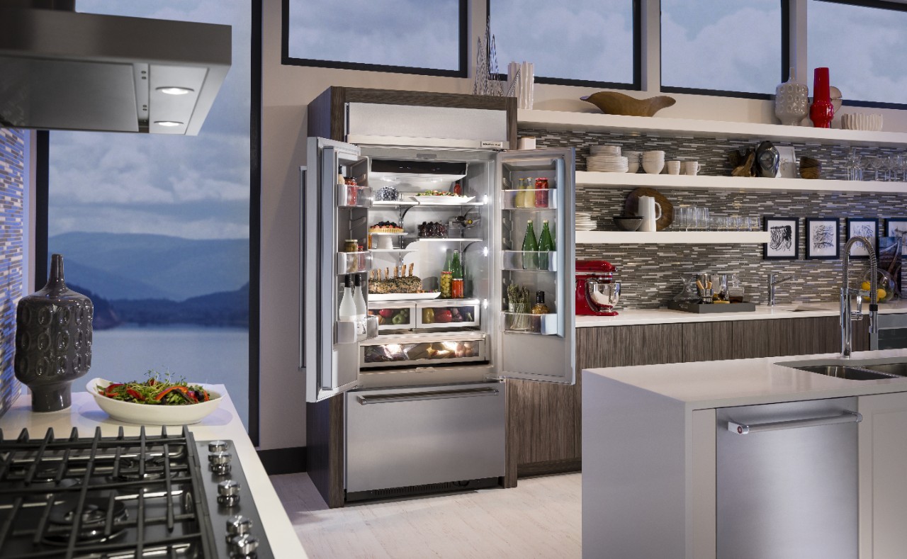 Sleek built-in refrigerators from KitchenAid.